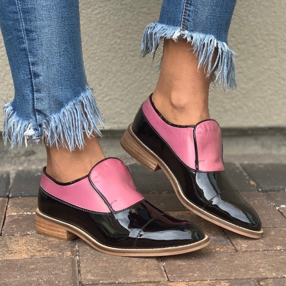 NIB Colorblock Patent Leather Boyfriend Oxford - Picture 7 of 8